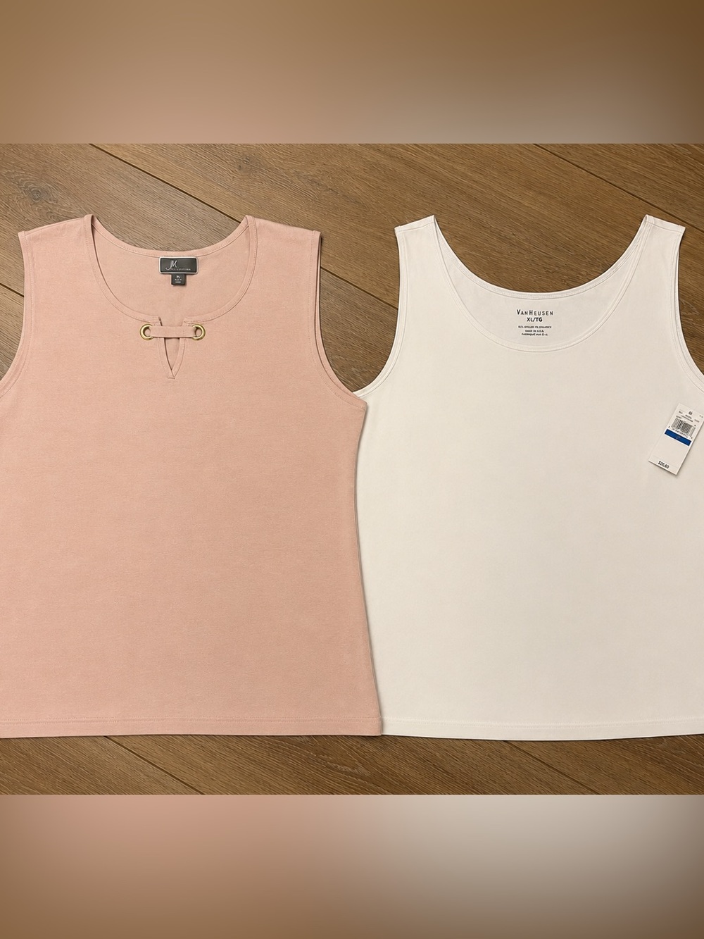 Van Heusen White & Blush Pink Sleeveless Tank tops